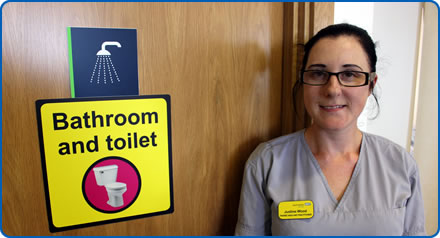 Dementia-friendly signage for public toilets at Southmead Hospital